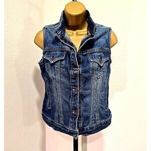 Vintage Y2K Levis Denim Trucker Jean Vest Shirt Womens S Western Rockabilly 2003